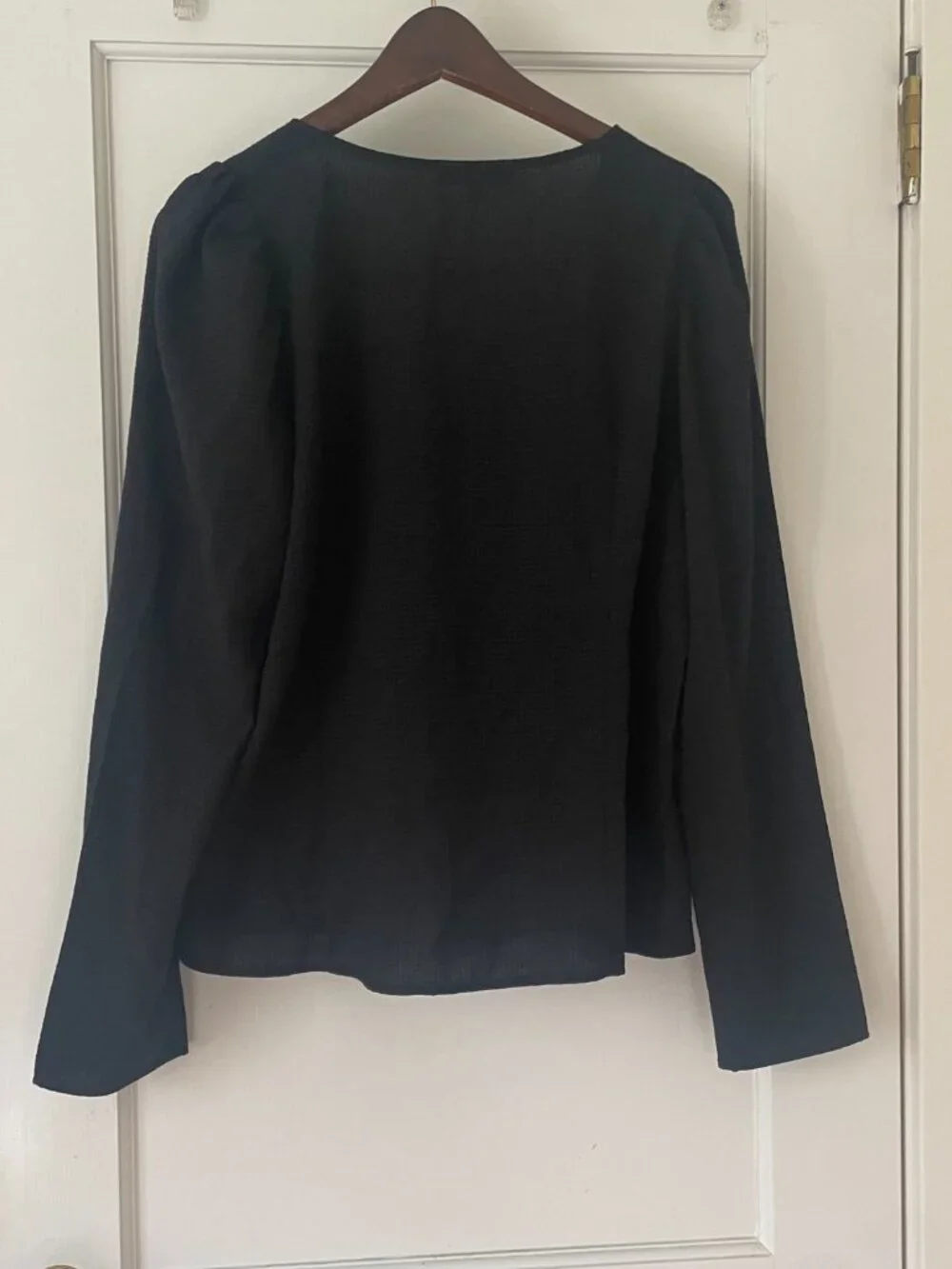 Madewell Westover Top Black Check V-Neck Button Front Long Sleeve Blouse Size 8